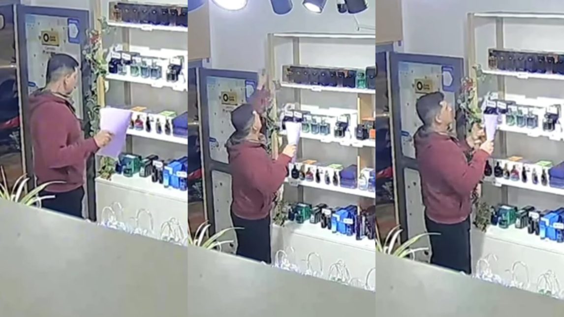 Difunden el video de un joven robando un perfume de más de $100.000 y piden ayuda para ubicarlo