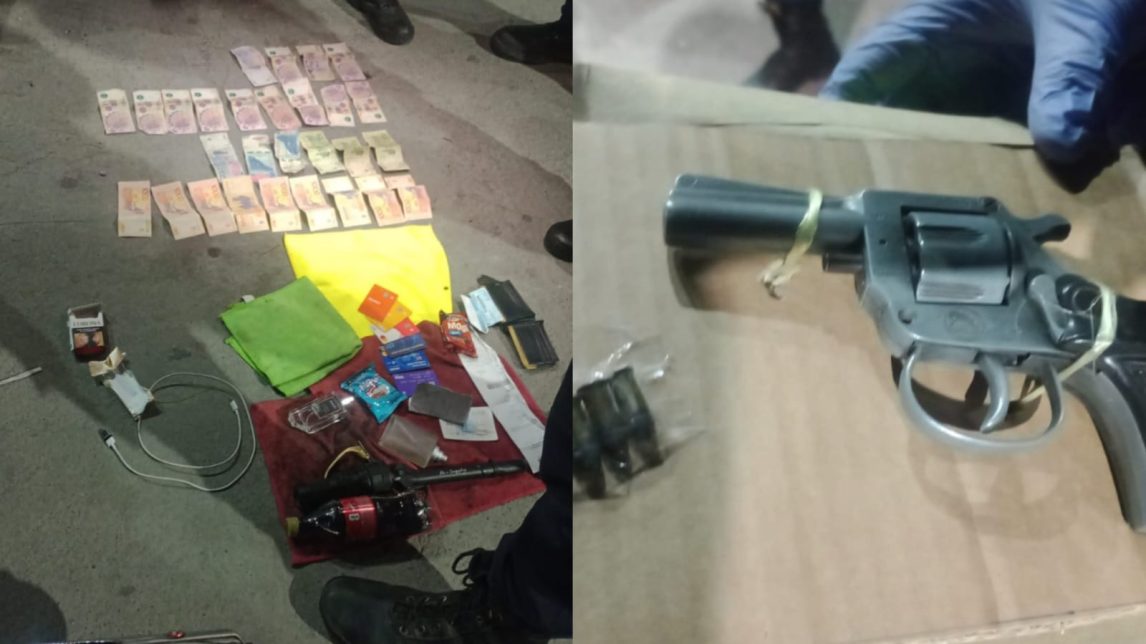 Lo detienen por provocar disturbios y le descubren marihuana, un revólver y dinero