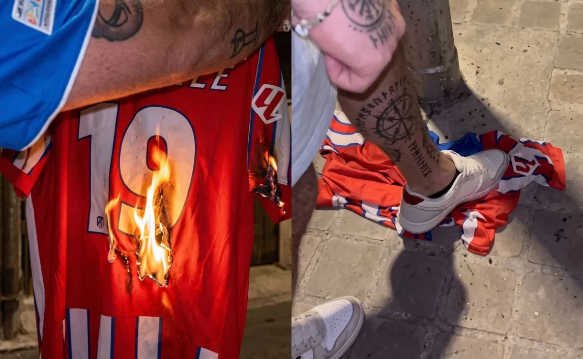 Enojo en Atlético de Madrid: hinchas quemaron una camiseta de Julián Álvarez