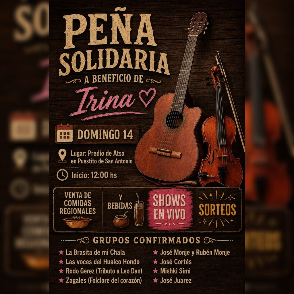 Invitan una Peña Solidaria a beneficio de una beba que debe ser operada en Buenos Aires