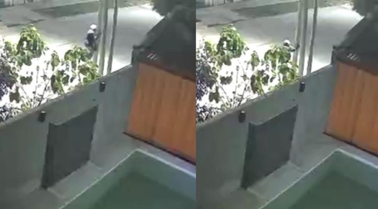 Cual “hombre araña”: así se robaban la luminaria del alumbrado público