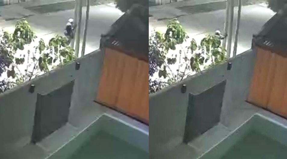 Cual “hombre araña”: así se robaban la luminaria del alumbrado público