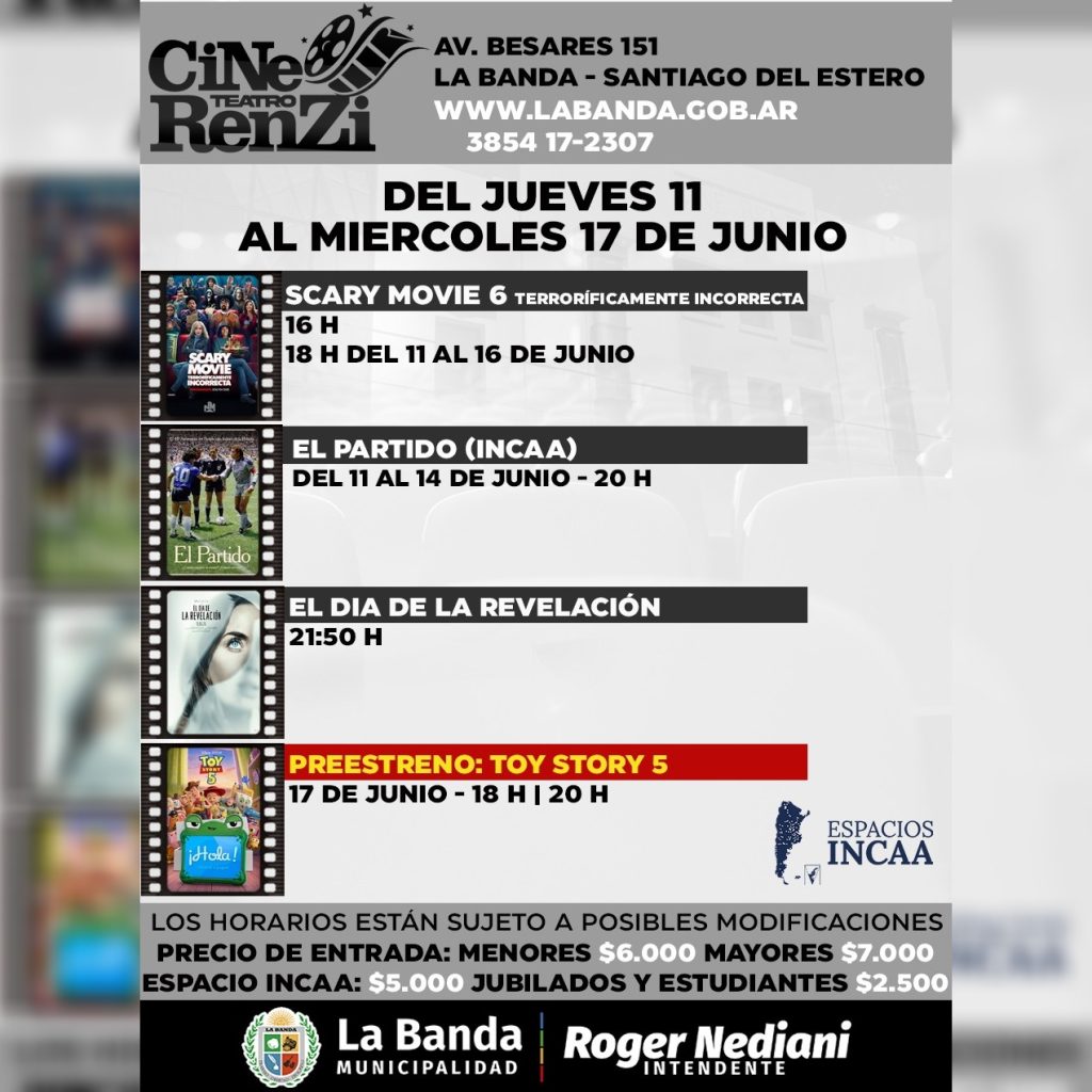 El Cine Teatro Renzi renueva su cartelera con el esperado preestreno de “Toy Story 5”