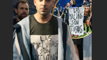 Entonando el Himno Nacional Argentino y con una remera sobre las Islas Malvinas: así ingresó Gastón Edul al round