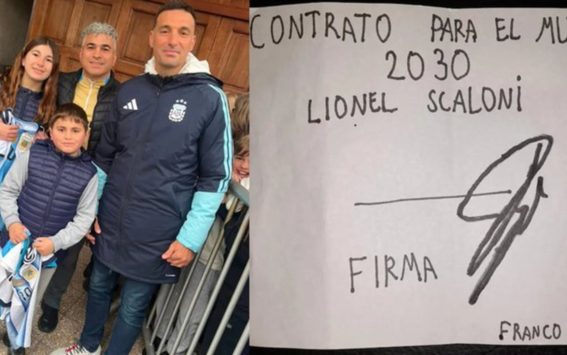 El llamativo contrato que un niño le hizo firmar a Scaloni