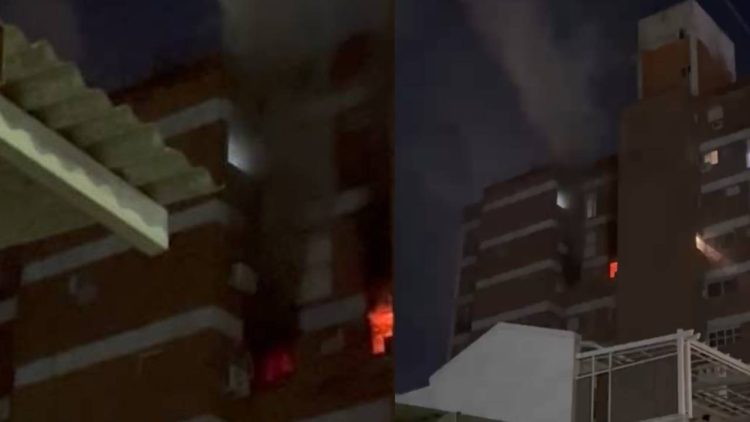 Impresionante incendio en un edificio de Avenida Belgrano y Rivadavia